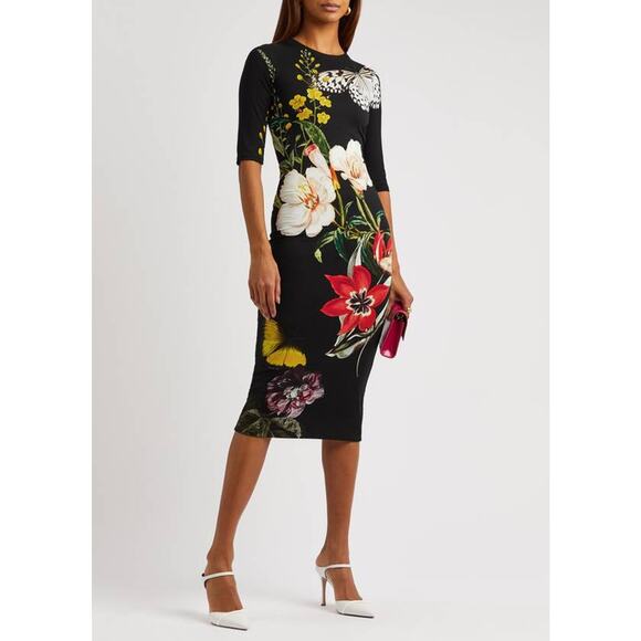 Alice + Olivia Delora Midi Dress in Essential Floral 2 - Picture 1 of 3